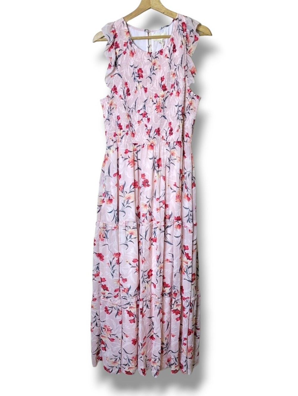 Melloday Tiered Floral Chiffon Sleeveless Maxi Dress Size XL NWT - Picture 2 of 11